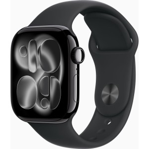 Умные часы Apple Watch Series 11 42 мм (алюминиевый корпус, черный/черный, спортивный силиконовый ремешок M/L)